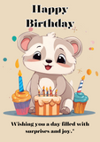 Cute Animal Birthday card for Her, Camieroseuk customised cards