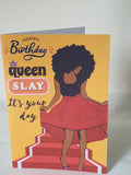 Slay Queen birthday card, strong black woman, Camieroseuk