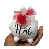 Customised floral money banks for kids, babies, toddlers, first savers, Camieroseuk