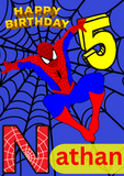 Spiderman theme birthday cards, customised cards at Camieroseuk