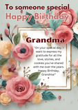 Birthday card for Grandma, Camieroseuk customised cards