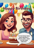 Couples' speech bubble Birthday card for Her, Camieroseuk customised cards