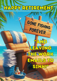 Funny retirement Card: Gone fishing forever, Camieroseuk Handmade