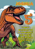 T-Rex birthday cards, customised cards at Camieroseuk