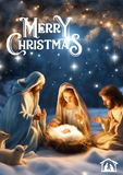 Nativity Christmas card, Jesus in a Manger, Camieroseuk