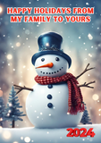 Snow man Christmas greeting card, Camieroseuk