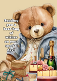 Teddy bear themed birthday cards for Him at Camieroseuk! Handmade greeting cards.