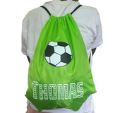 Customised football drawstring bags, Camieroseuk, PE bags, gym bags.