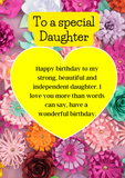 Card for Daughter, Camieroseuk customised cards