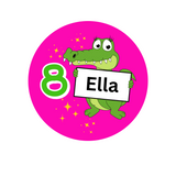 Crocodile theme Birthday Badge - 75mm Customized Buttons by Camieroseuk"