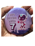 Space theme Inspired Birthday Badge - 75mm Customized Buttons by Camieroseuk"