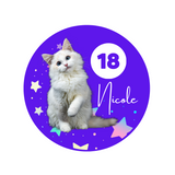 Cat lovers theme Birthday Badge - 75mm Customized Buttons by Camieroseuk"