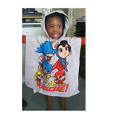 Boys, girls kids character, Batman, superman, flash poncho, customised beach wear