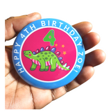 Dinosaur badge, Stegosaurus 75mm buttons, CamieRoseUK