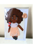 Felt greeting card kit Cute doll design at Camieroseuk, Handmade cards for any occasion.