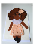 Felt greeting card kit Cute doll design at Camieroseuk, Handmade cards for any occasion.