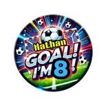 Goal! Football Birthday Badge – Custom 75mm Handmade by Camieroseuk