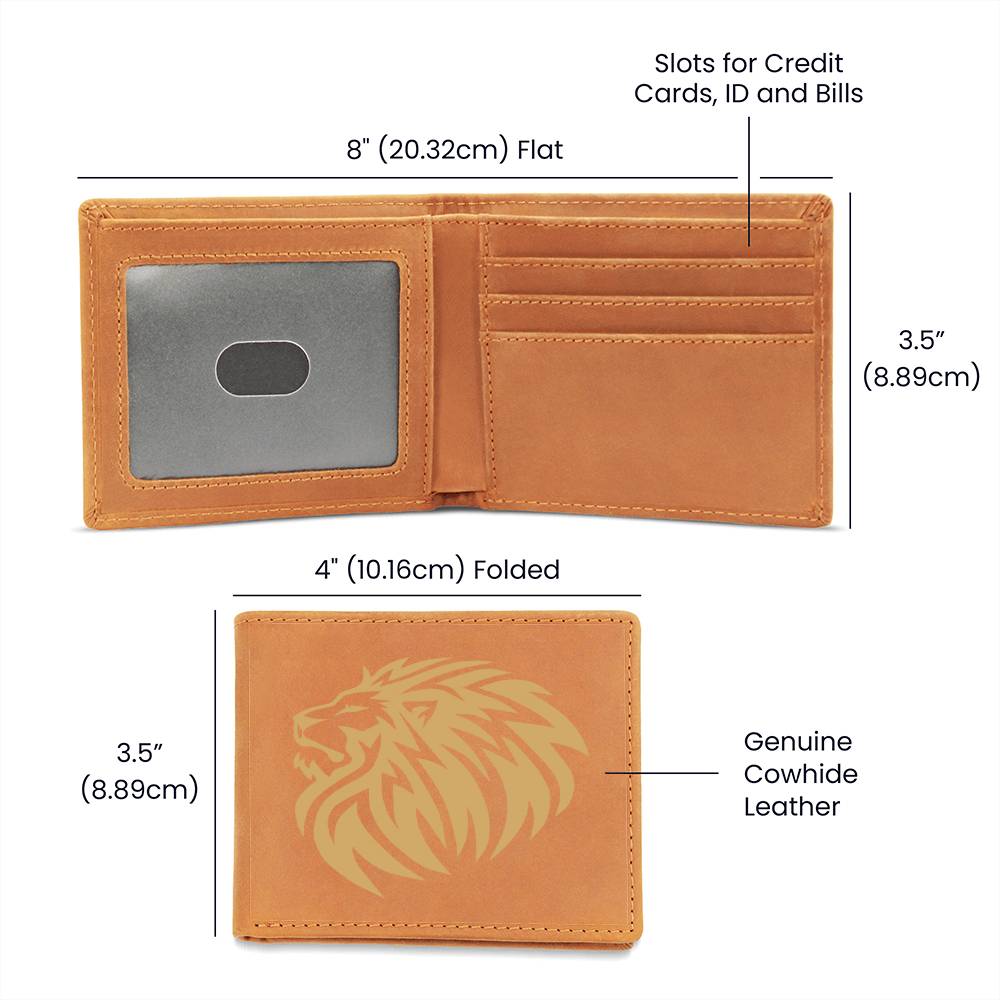 Lion head leather wallet for men