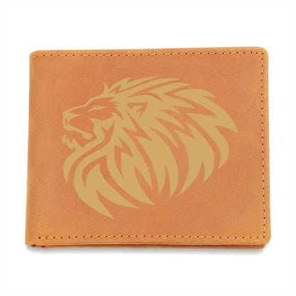 Lion head leather wallet for men