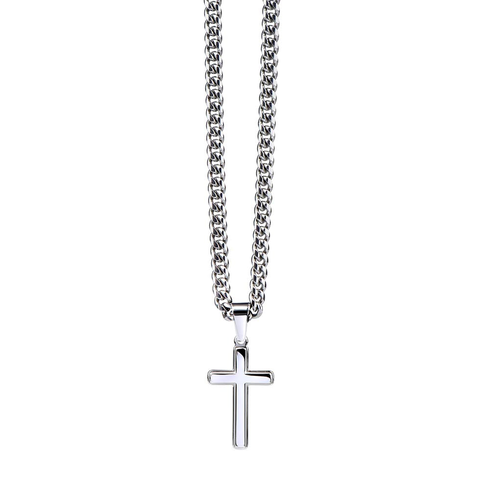 Artisan Cross necklace on Cuban Chain, keepsake gifts for Him