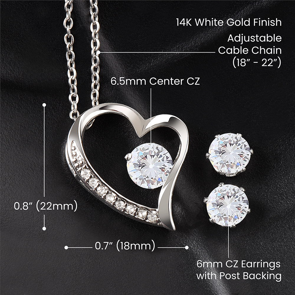 "Forever Love Necklace & Sparkling CZ Earrings Gift Set"