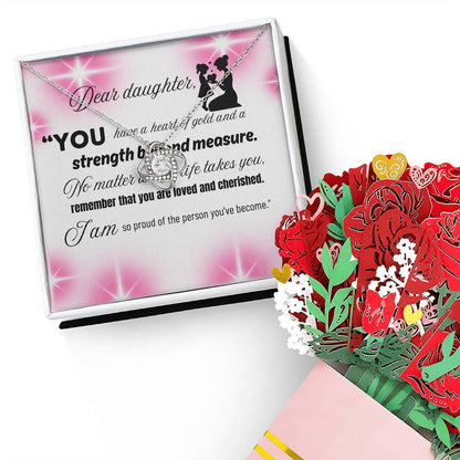 "Timeless Love Knot Necklace & Elegant Flower Bouquet Gift Set"