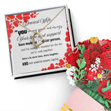 "Timeless Romance: Forever Love Necklace and Devotion Bouquet"