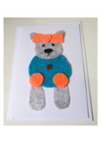 Felt greeting card kit, featuring a cute bear, Handmade cards for any occasionat Camieroseuk.