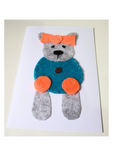 Felt greeting card kit, featuring a cute bear, Handmade cards for any occasionat Camieroseuk.