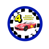 Race Car theme Birthday Badge - 75mm Customized Buttons by Camieroseuk"