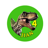 T-Rex birthday badge,  75mm buttons, CamieRoseUK