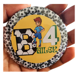 75mm Football theme birthday badge for girls/ boys, Camieroseuk, milestones