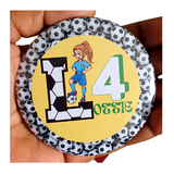 75mm Football theme birthday badge for girls/ boys, Camieroseuk, milestones