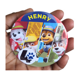 Paw patrol character badges, 75mm buttons, Camieroseuk