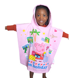 Peppa pig poncho, licenced kids character customised beach wear