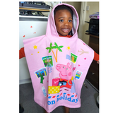 Peppa pig poncho, licenced kids character customised beach wear