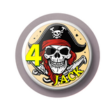 Pirate theme Birthday Badge - 75mm Customized Buttons by Camieroseuk