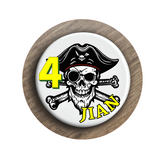 Pirate theme Birthday Badge - 75mm Customized Buttons by Camieroseuk