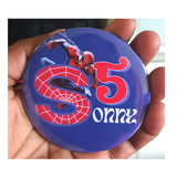 Spiderman inspired birthday badge, 75mm buttons, Customised badges, Camieroseuk