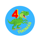 T-Rex birthday badge,  75mm buttons, CamieRoseUK