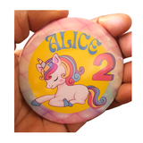 75mm unicorn theme birthday badge, CamieRoseUk, milestones