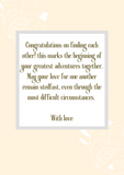 Congratulations on your nuptials, Camieroseuk handmade cards for couples