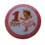 75mm  birthday badge, 1 today, CamieRoseUk, milestone badges