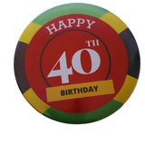 75mm (3inch) Jamaican theme button badge, CamieRoseUk, 40th birthday