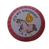 75mm unicorn theme birthday badge, CamieRoseUk, milestones