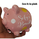 Customised mini Piggy banks for kids, babies/toddlers decorative money box, christening gifts at Camieroseuk