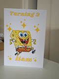 Sponge Bob character birthday card, Customised cards at CamieRoseUK