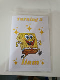 Sponge Bob character birthday card, Customised cards at CamieRoseUK