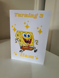 Sponge Bob character birthday card, Customised cards at CamieRoseUK