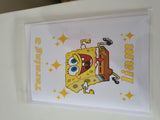 Sponge Bob character birthday card, Customised cards at CamieRoseUK